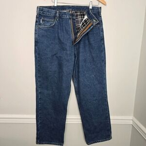 Carhartt Men Relaxed Fit Straight Leg Flannel Lined Jean 38x30 Workwear Heritage